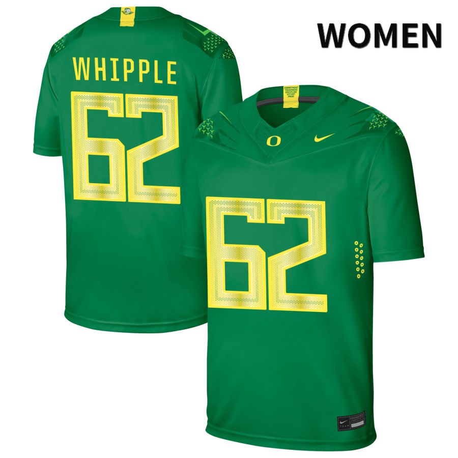 Oregon Ducks Women's #62 Holden Whipple Football College Authentic Green NIL 2022 Nike Jersey IBG64O3K